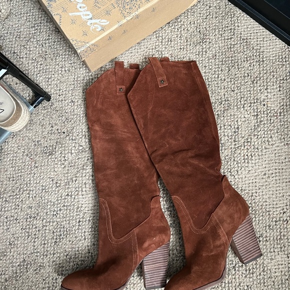 Free people suede cowboy knee high boots - Picture 2 of 4